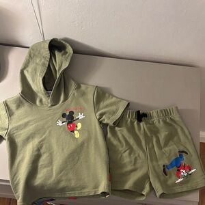 Disney Kids Matching Set - Olive Green with Mickey Mouse and friends!